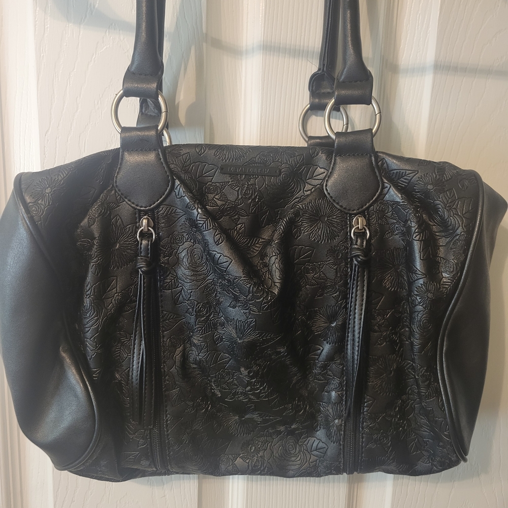 Elegant Black Floral Embossed Women's Bag